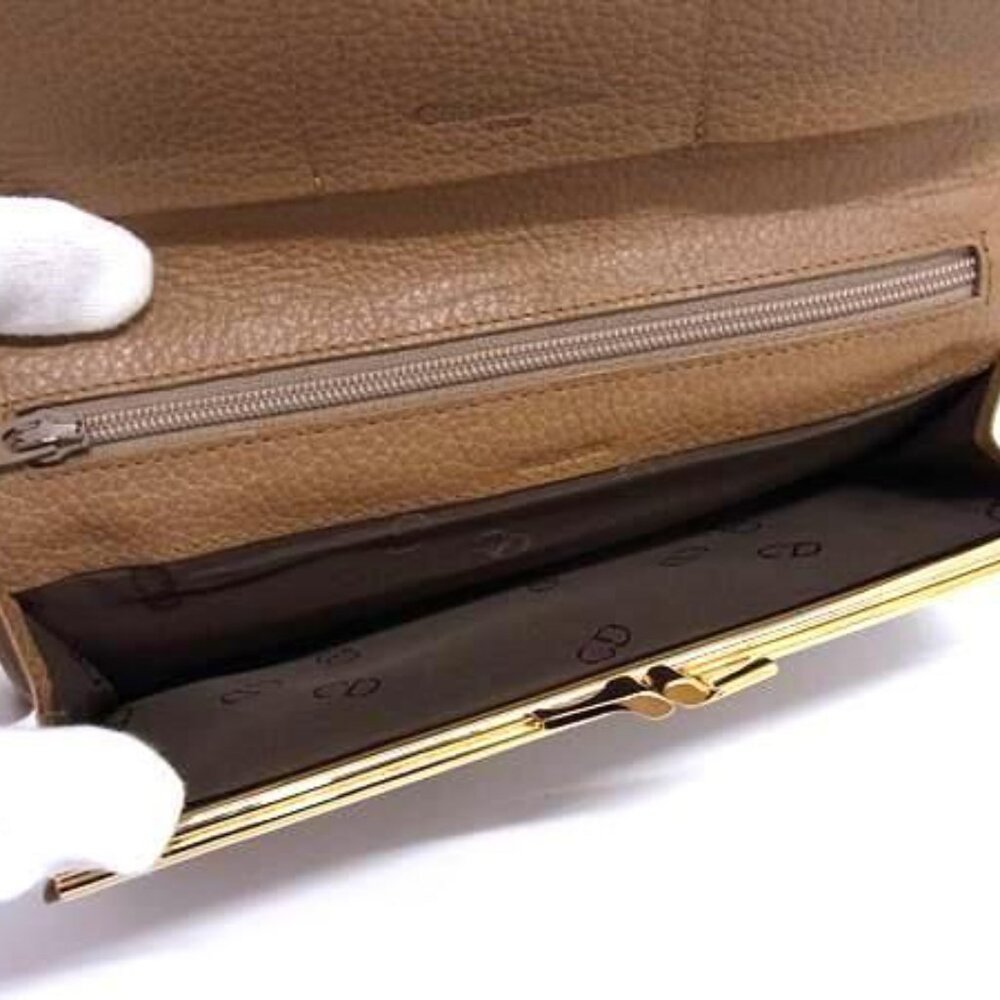 Christian Dior Wallet Honeycomb Pattern Long Wallet Beige Brown Leather - Picture 5 of 6